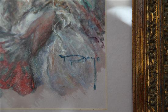 § Jose Mateu San Hilario Royo (b.1941) Girl with a shawl, 13.75 x 8.5in.